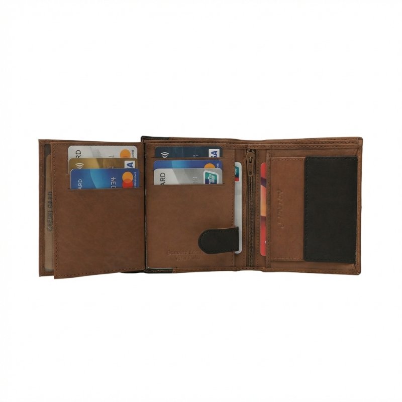 No Limits Men's Vertical Genuine Leather Wallet, Elegant Bifold, Slim Two-Tone Design, With Coin Pocket, With Box — back view