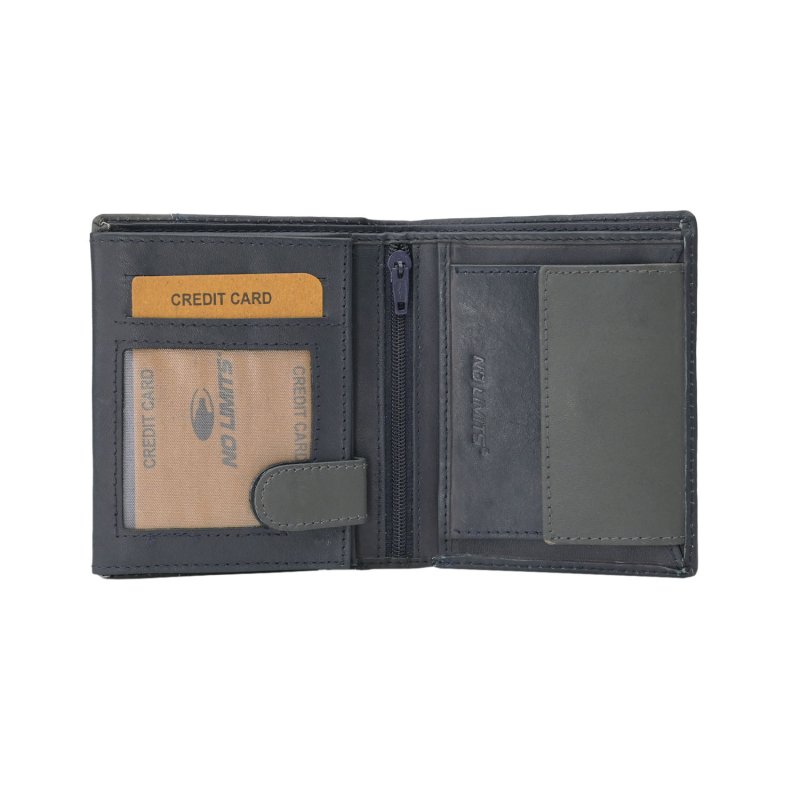 No Limits Cartera de Hombre Vertical En Piel Auténtica, Bifold Elegante, Diseño Fino Bicolor, Con Monedero, con Ca… — vista 8