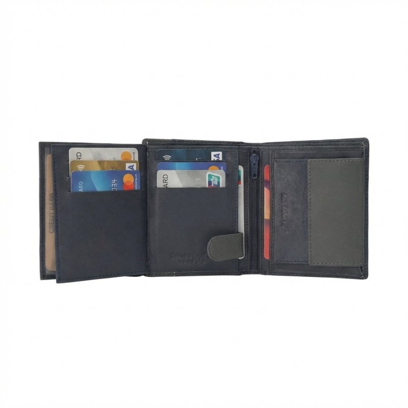 No Limits Cartera de Hombre Vertical En Piel Auténtica, Bifold Elegante, Diseño Fino Bicolor, Con Monedero, con Ca… — vista 9
