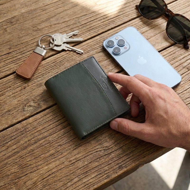 No Limits Portefeuille Homme Vertical En Cuir Véritable, Bifold Élégant, Design Fin Bicolore, Avec Porte-Monnaie, a… — vue 17