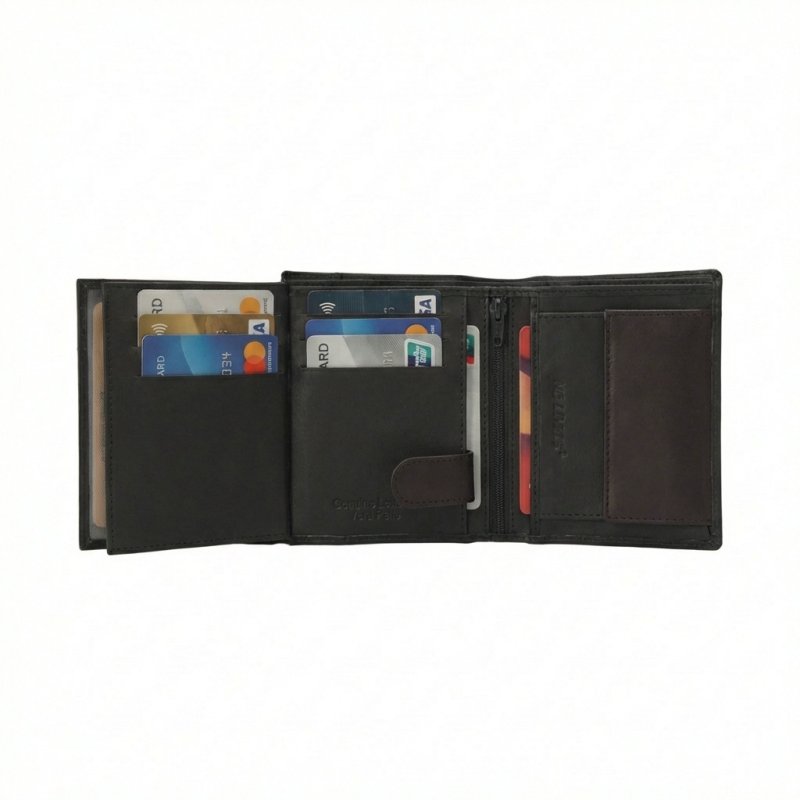 No Limits Herren-Geldbörse Vertikal aus Echtleder, Elegantes Bifold, Schlankes Zweifarbiges Design, Mit Münzfac… — Ansicht 21