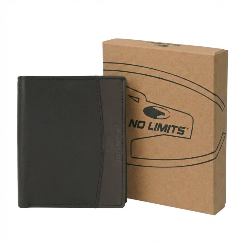 No Limits Men's Vertical Genuine Leather Wallet, Elegant Bifold, Slim Two-Tone Design, With Coin Pocket, With Box — view 24
