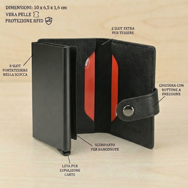No Limits Herren-Kreditkartenetui aus Echtleder, Automatisch mit Pop-up-Mechanismus, RFID, mit Box — Ansicht 18
