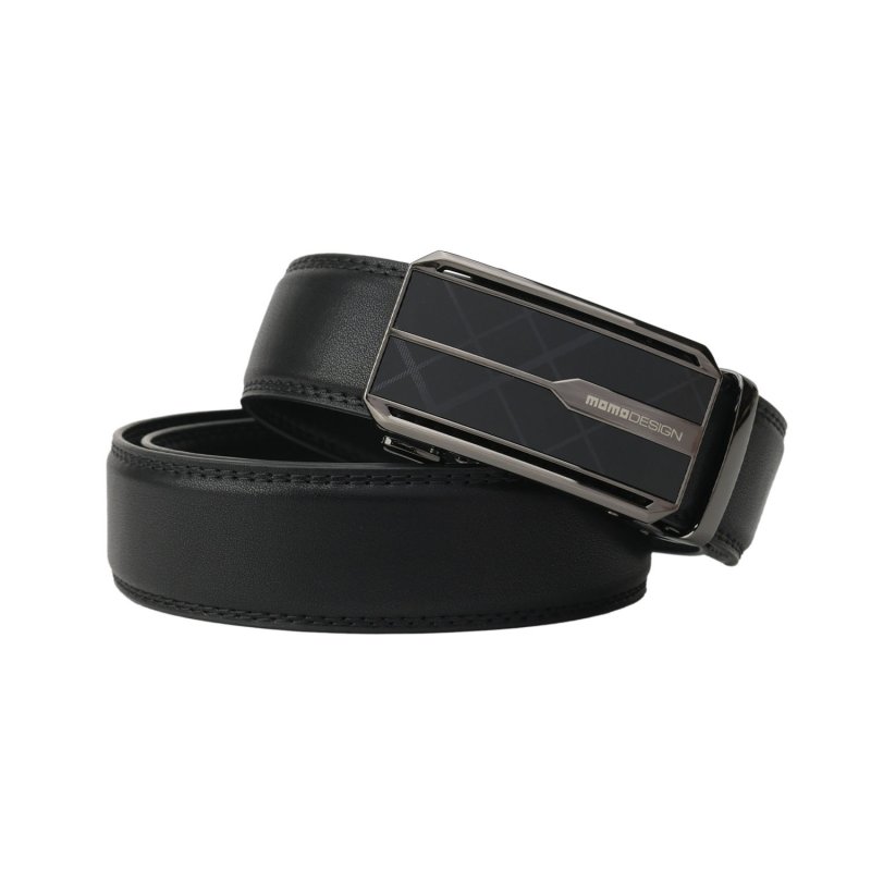 Ceinture Homme MOMO Design en Cuir Véritable avec Boucle Automatique à Cliquet, Sans Trous, 125 cm, Haute 3,5 cm, C… — détail