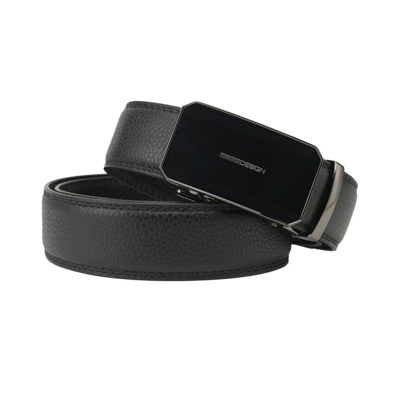 MOMO Design Men's Genuine Leather Belt, Automatic Ratchet Buckle, Holeless, 125 cm Height 3.5 cm, Gift Box — detail