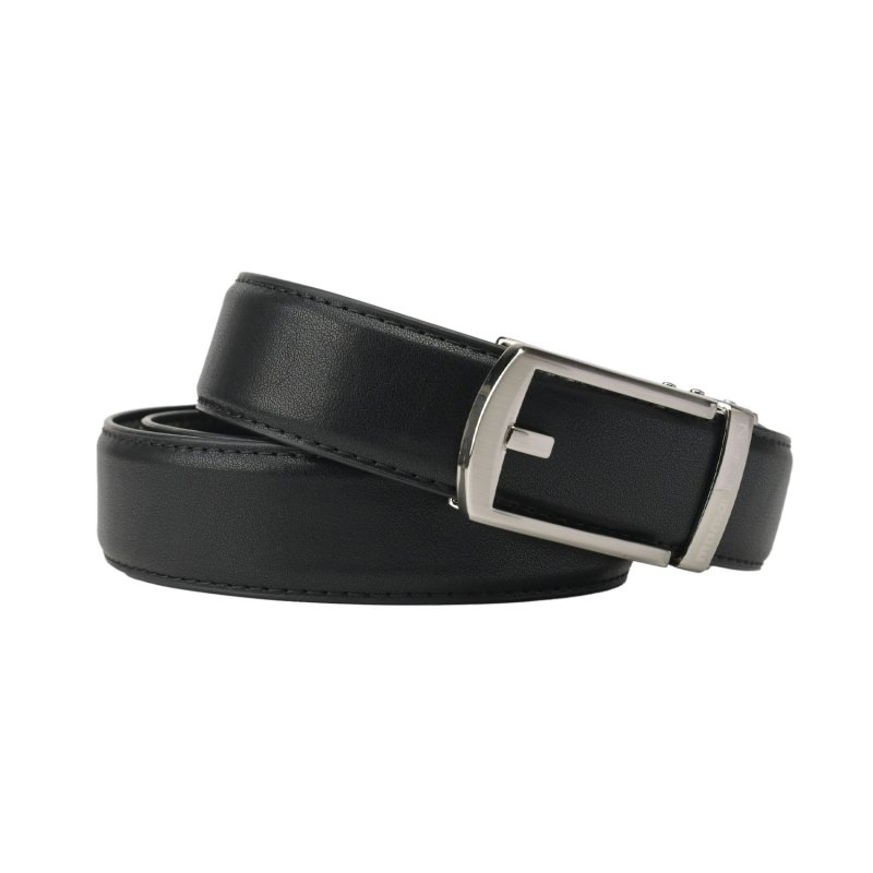 Ceinture Homme MOMO Design en Cuir Véritable avec Boucle Automatique à Cliquet, Sans Trous, 125 cm, Haute 3,5 cm, C… — détail