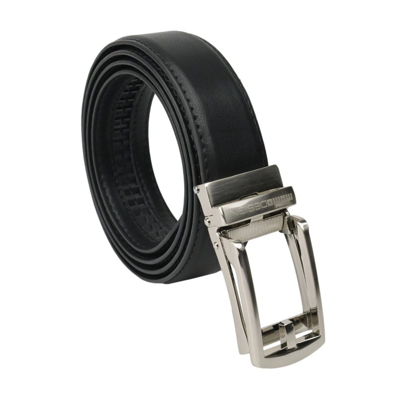 Ceinture Homme MOMO Design en Cuir Véritable avec Boucle Automatique à Cliquet, Sans Trous, 125 cm, Haute 3,5 cm, Coffret Ca…