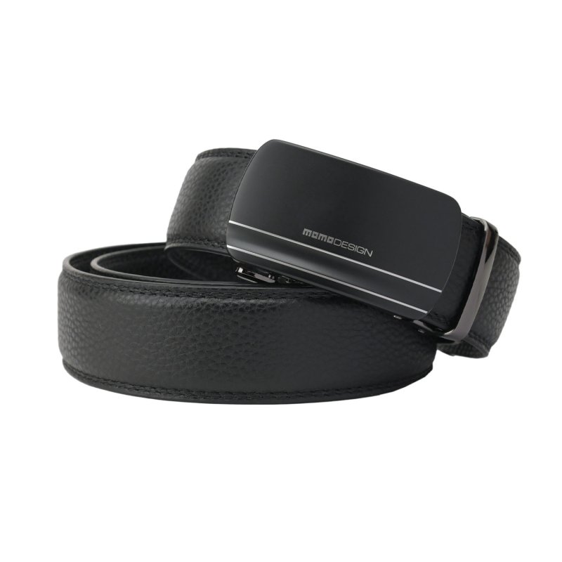 MOMO Design Cinturón de Hombre en Piel Auténtica, Hebilla Automática de Trinquete, Sin Agujeros, 125 cm, 3,5 cm, C… — detalle