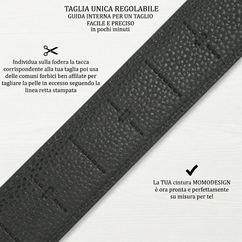 MOMO Design Men's Genuine Leather Belt, Automatic Ratchet Buckle, Holeless, 125 cm Height 3.5 cm, Gift Box — inside