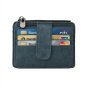 No Limits Men's Genuine Leather Credit Card Holder, Nubuck Effect, Slim Wallet, Zip Pocket, With Box — front view