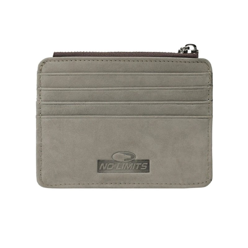 No Limits Men's Genuine Leather Credit Card Holder, Nubuck Effect, Slim Wallet, Zip Pocket, With Box — view 7