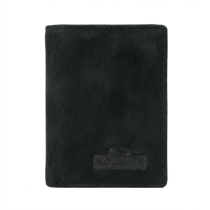 No Limits Tarjetero de Crédito de Hombre en Piel Auténtica, Efecto Nabuck, Cartera Vertical Fina, Slim, con Caja
