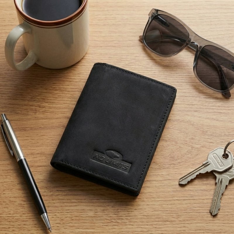 No Limits Porte-Cartes de Crédit Homme en Cuir Véritable, Effet Nabuck, Portefeuille Vertical Fin, Slim, avec Bo… — intérieur