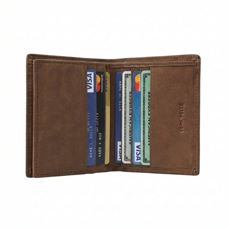 No Limits Tarjetero de Crédito de Hombre en Piel Auténtica, Efecto Nabuck, Cartera Vertical Fina, Slim, con Caja — vista 8