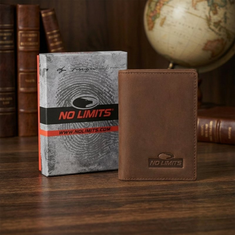 No Limits Tarjetero de Crédito de Hombre en Piel Auténtica, Efecto Nabuck, Cartera Vertical Fina, Slim, con Caja — vista 12