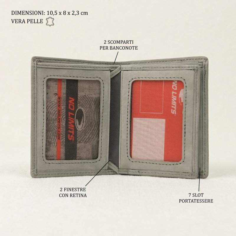 No Limits Porte-Cartes de Crédit Homme en Cuir Véritable, Effet Nabuck, Portefeuille Vertical Fin, Slim, avec Boîte — vue 15