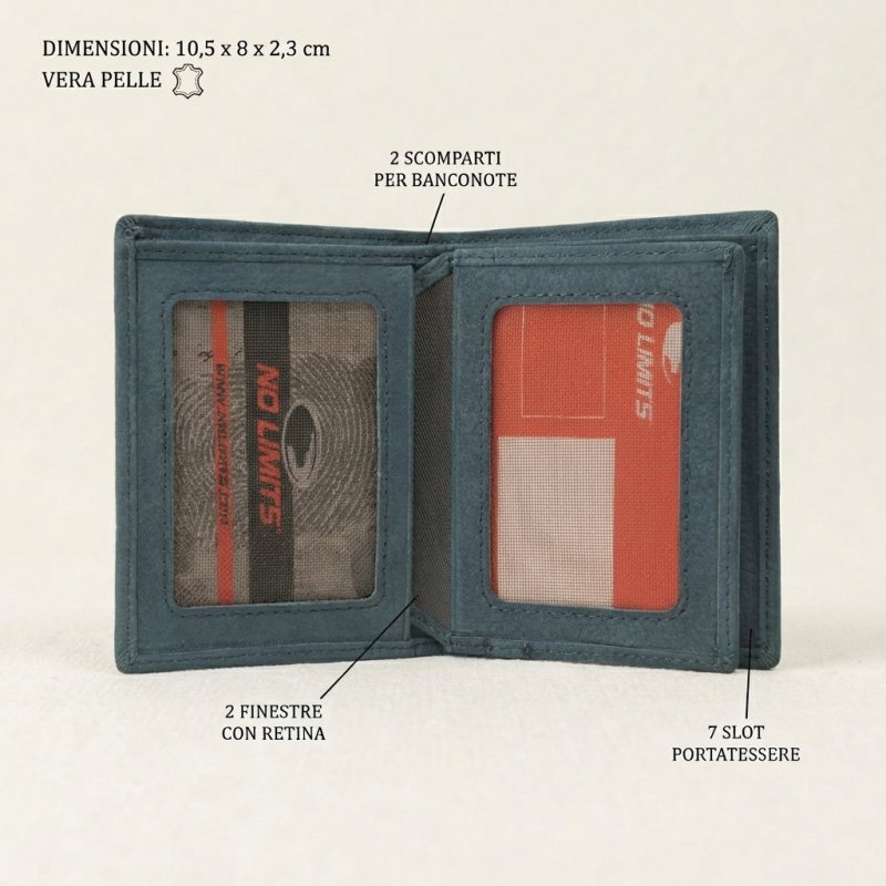 No Limits Porte-Cartes de Crédit Homme en Cuir Véritable, Effet Nabuck, Portefeuille Vertical Fin, Slim, avec Boîte — vue 21
