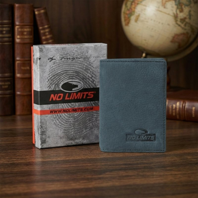No Limits Men's Genuine Leather Credit Card Holder, Nubuck Effect, Slim Vertical Wallet, With Box — view 22