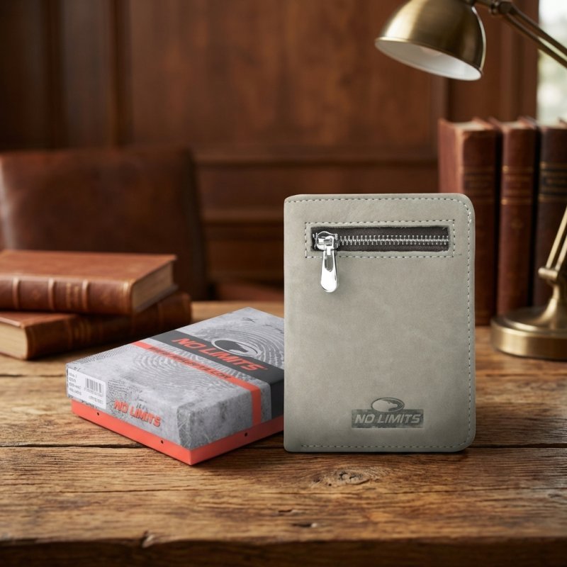 No Limits Porte-cartes de Crédit Homme en Cuir Véritable, Effet Nabuck, Portefeuille Vertical, avec Poche à Mo… — détail logo