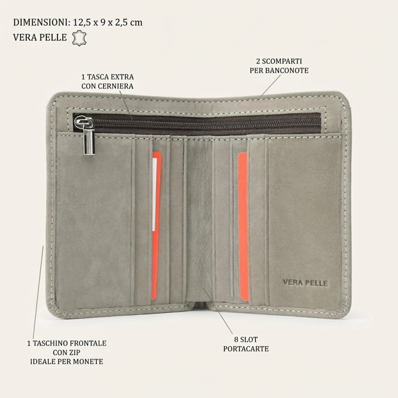 No Limits Porte-cartes de Crédit Homme en Cuir Véritable, Effet Nabuck, Portefeuille Vertical, avec Poche à Mo… — vue arrière