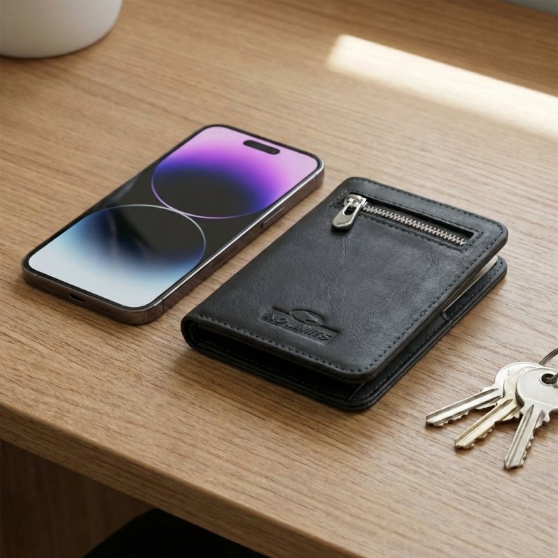 No Limits Porte-cartes de Crédit Homme en Cuir Véritable, Effet Nabuck, Portefeuille Vertical, avec Poche à Monnaie… — vue 22