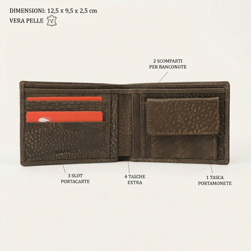 No Limits Portefeuille Homme en Cuir Véritable Effet Elephant, avec Poche à Monnaie, avec Boîte — vue arrière
