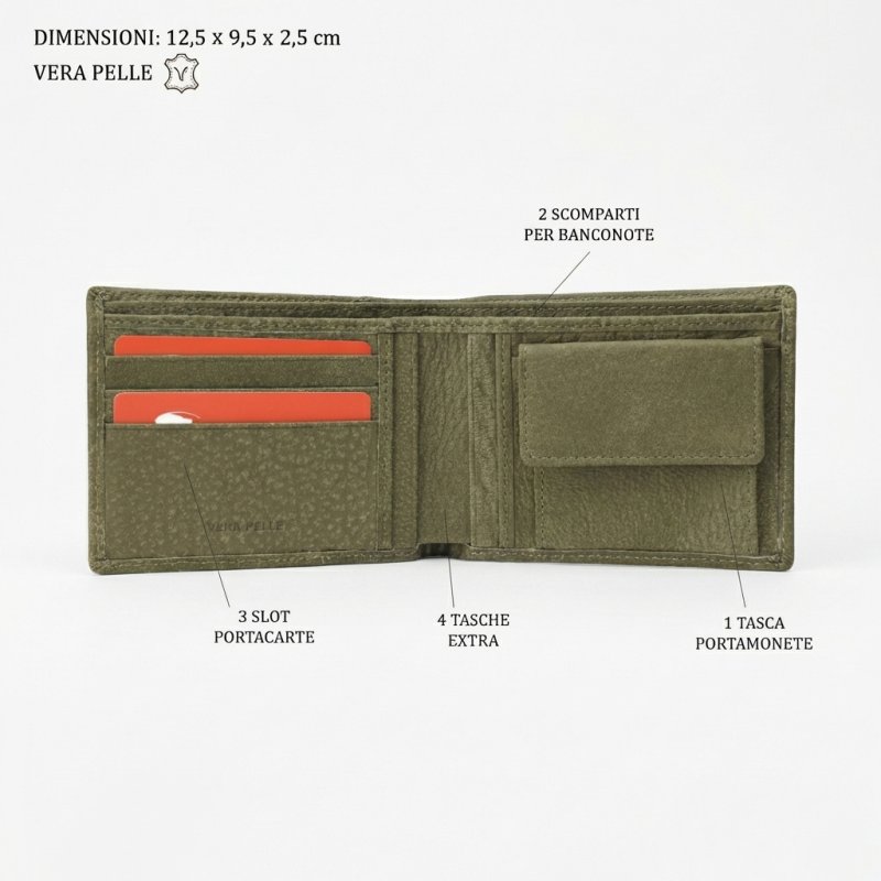 No Limits Cartera Hombre en Piel Auténtica Efecto Elephant, con Portamonedas y Caja — vista 20