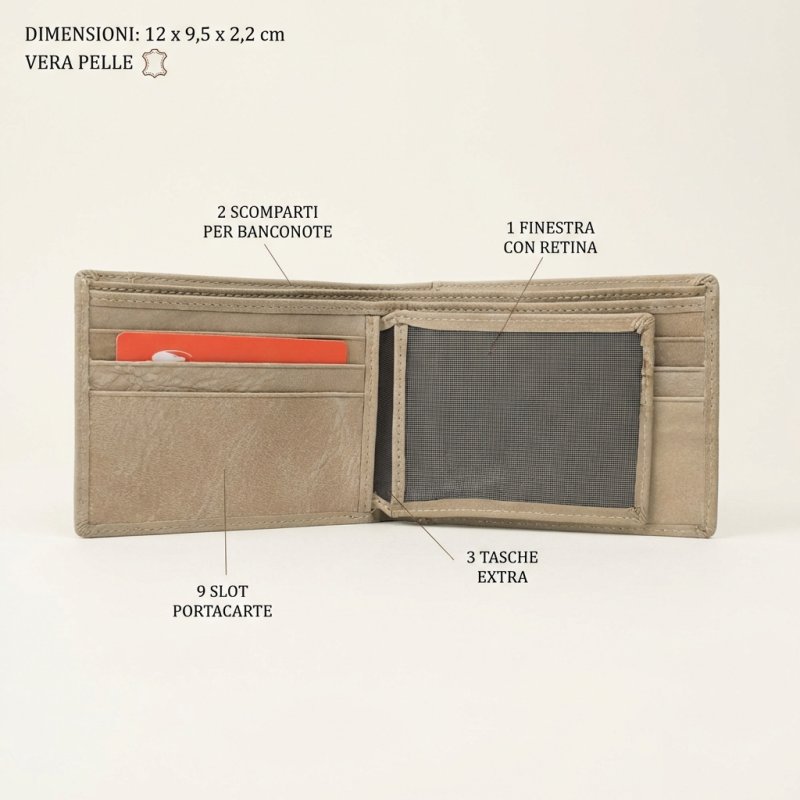 No Limits Men's Wallet in Genuine Leather, Elephant Effect, Credit Card Holder, No Coin Purse, With Box — view 9