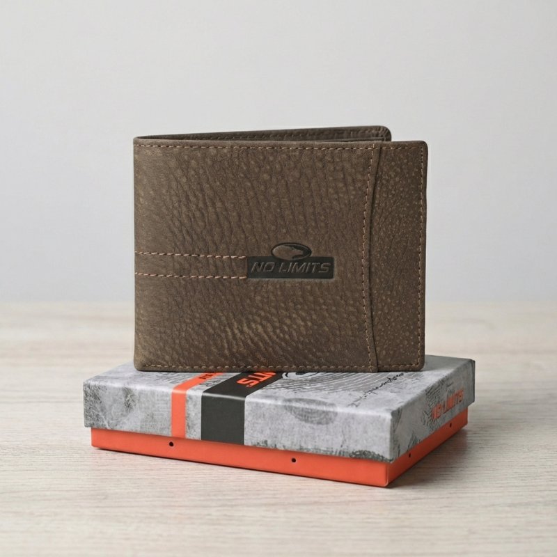 No Limits Men's Wallet in Genuine Leather, Elephant Effect, Credit Card Holder, No Coin Purse, With Box — view 36