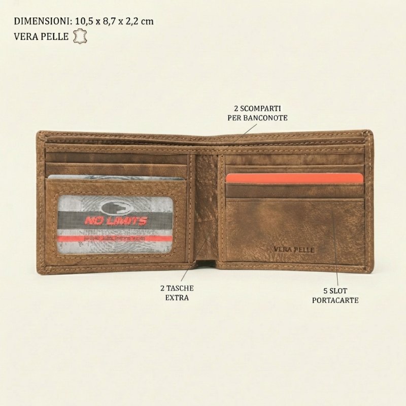 No Limits Portefeuille Homme en Cuir Véritable, Effet Elephant, Porte-cartes de Crédit, sans Poche à Monnaie, SLIM, … — vue 9