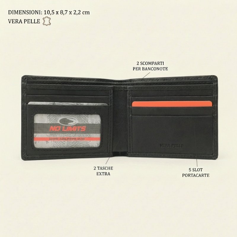 No Limits Portefeuille Homme en Cuir Véritable, Effet Elephant, Porte-cartes de Crédit, sans Poche à Monnaie, SLIM,… — vue 21