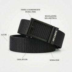No Limits Men's Tactical Military Belt in Nylon, Slide Buckle, Millimetric Adjustment, 3.5 cm High, Holeless 2