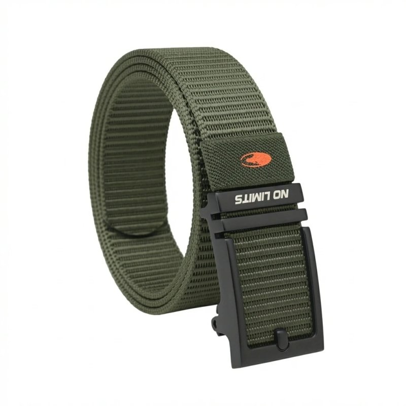 No Limits Men's Tactical Military Belt in Nylon, Slide Buckle, Millimetric Adjustment, 3.5 cm High, Holeless — logo detail