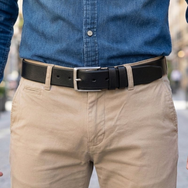No Limits Cinturón de Hombre en TPU Vegano, Cinturón Ecológico Acortable, Hebilla Sin Níquel, Alto 4 cm, con… — vista trasera