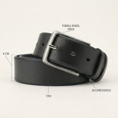No Limits Men's Belt in Vegan TPU, Eco-Friendly Belt That Can Be Shortened, Nickel Free Buckle, 4 cm High, With Box 2