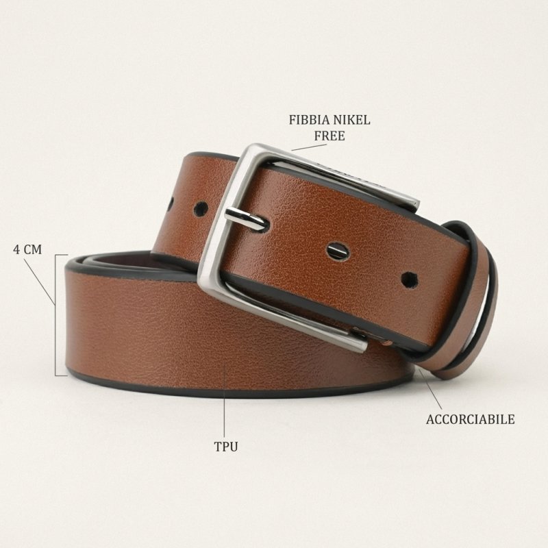 No Limits Men's Belt in Vegan TPU, Eco-Friendly Belt That Can Be Shortened, Nickel Free Buckle, 4 cm High, With Box — view 12