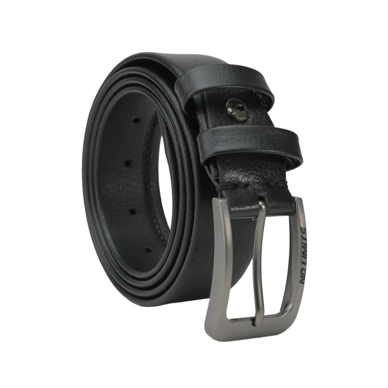 No Limits Men's Black Vegan TPU Belt, Eco-Friendly, Shortenable, Nickel-Free Buckle, 3.5cm High, With Box