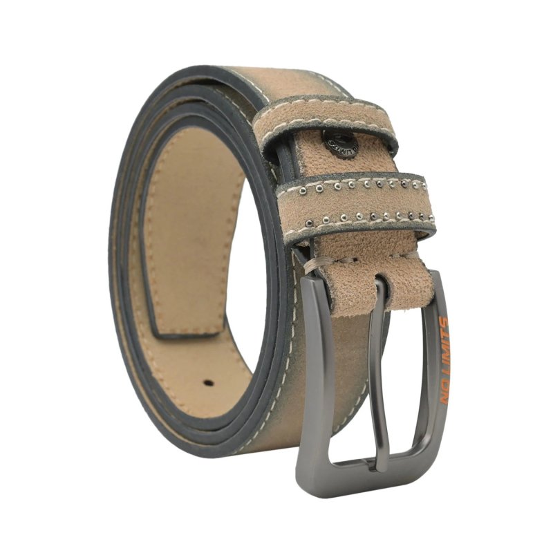 No Limits Men's Genuine Suede Leather Belt with Studded Logo, 3.5cm High, Nickel-Free Buckle, With Box — view 8