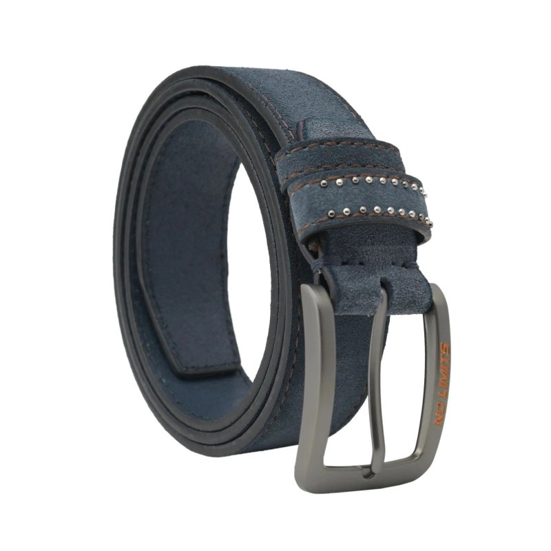 No Limits Men's Genuine Suede Leather Belt with Studded Logo, 3.5cm High, Nickel-Free Buckle, With Box — view 22