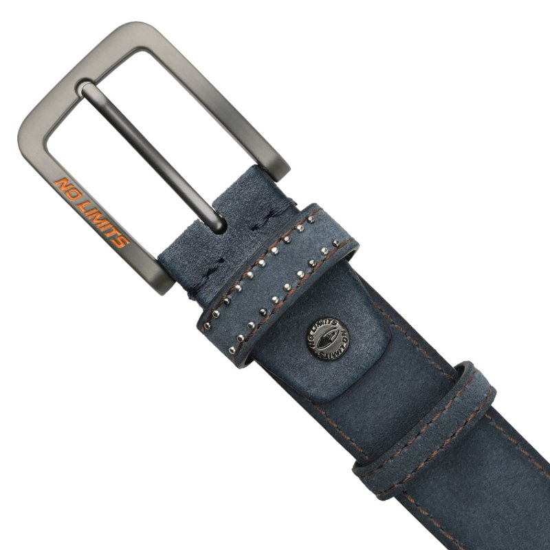 No Limits Cinturón de Hombre en Piel de Ante con Logo Tachonado, Alto 3,5 cm, Hebilla Sin Níquel, Acortable, Con … — vista 25