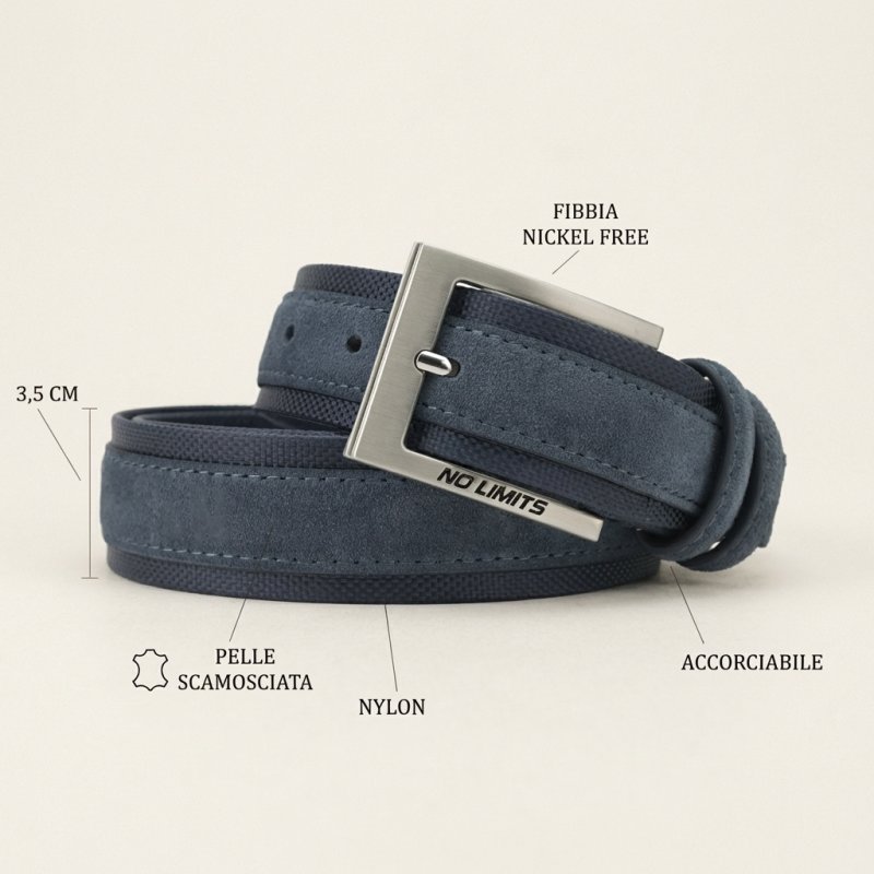 No Limits Herrengürtel aus Wildleder und Nylon, Sportlich, Höhe 3,5 cm, nickelfreie Schnalle, kürzbar, mit Box — Ansicht 17