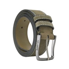 No Limits Men's Genuine Suede Leather Belt with Double Stitching, 4cm High, Nickel-Free Buckle, With Box