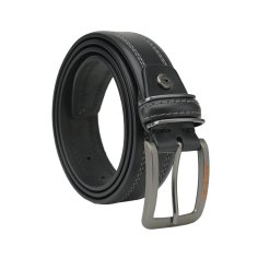 No Limits Herrengürtel aus echtem Leder mit Kontrast-Doppelnaht, Höhe 3,5 cm, nickelfreie Schnalle, kürzbar, mit Box