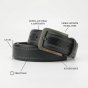 No Limits Men's Genuine Leather Belt with Contrast Double Stitching, 3.5cm High, Nickel-Free Buckle, With Box — front view