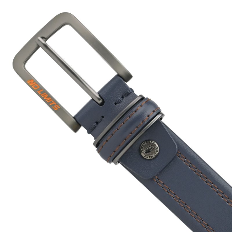 No Limits Ceinture Homme Cuir Double Couture Contrastante, 3,5 cm, Boucle Sans Nickel, Raccourcissable, Boîte — vue 9