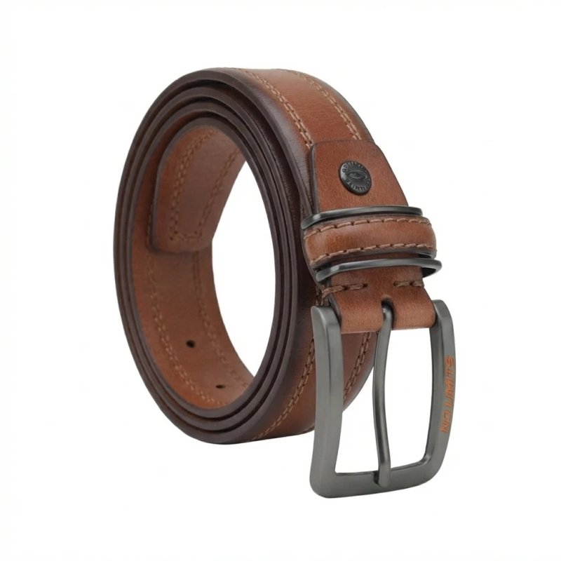 No Limits Ceinture Homme Cuir Double Couture Contrastante, 3,5 cm, Boucle Sans Nickel, Raccourcissable, Boîte — vue 11