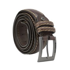 No Limits Ceinture Homme Cuir Couture Contrastante, 3,5 cm, Boucle Sans Nickel, Raccourcissable, Boîte