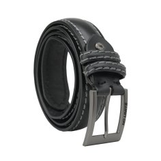 No Limits Ceinture Homme Cuir Couture Contrastante, 3,5 cm, Boucle Sans Nickel, Raccourcissable, Boîte 2