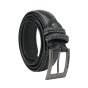 No Limits Herrengürtel aus echtem Leder mit Kontrastnaht, Höhe 3,5 cm, nickelfreie Schnalle, kürzbar, mit Box — Logo-Detail