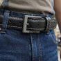 No Limits Men's Genuine Leather Belt with Contrast Stitching, 3.5cm High, Nickel-Free Buckle, With Box — view 8